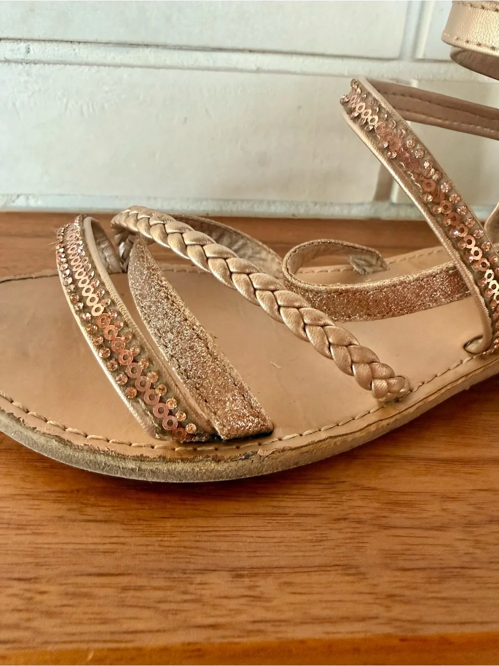 Kelly & Katie Beaded Strapped Sandals * Rose Gold * Girls Size 4